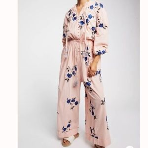 FREE PEOPLE Cloud Nine Embroidered Hooded Wide Leg Jumper